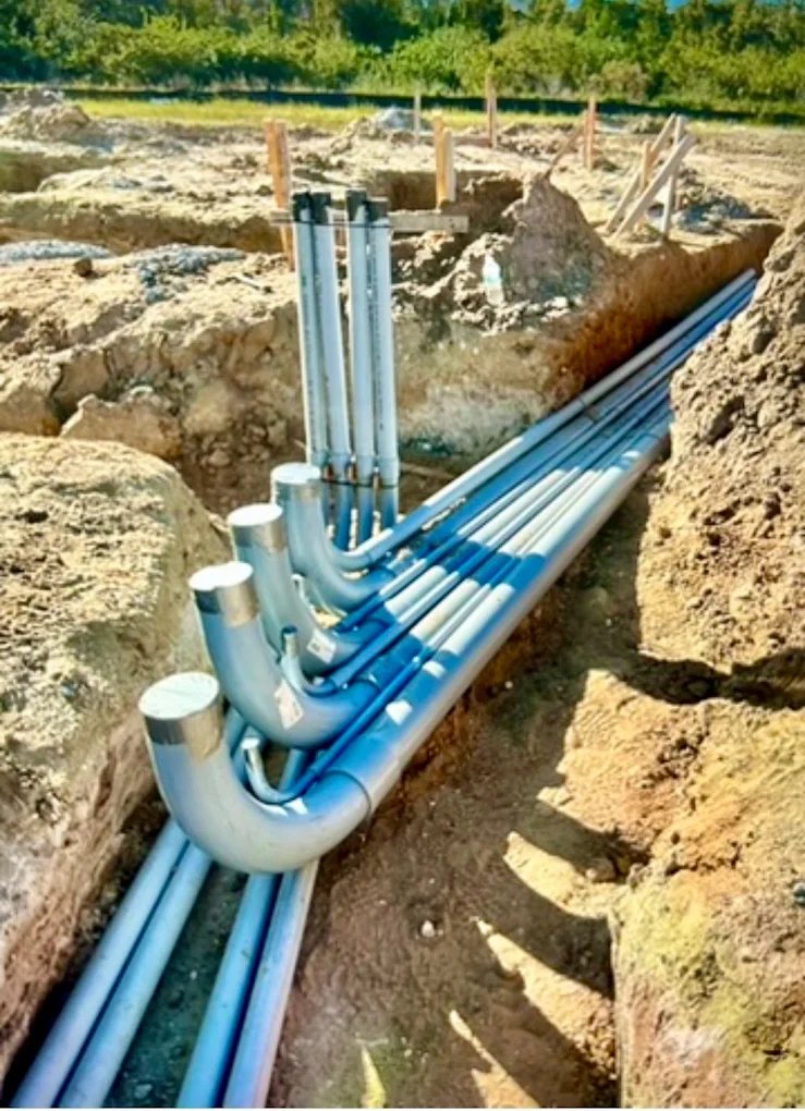 Underground conduit bank run for a new construction service in Southwest Florida
